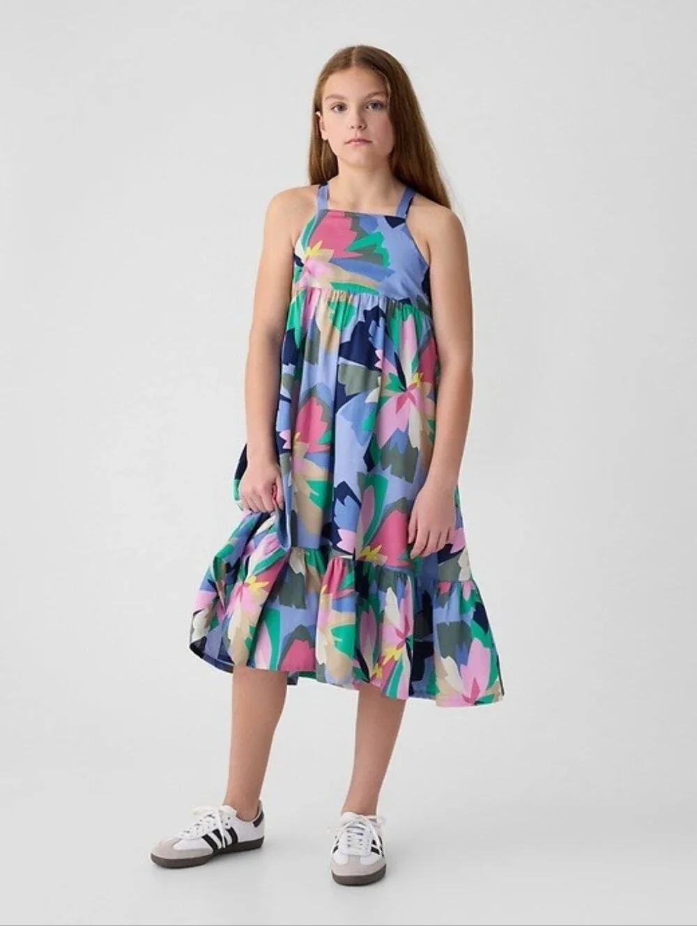 GAP Girls' Floral Print Sundress Blue Multi Size XXL NWT